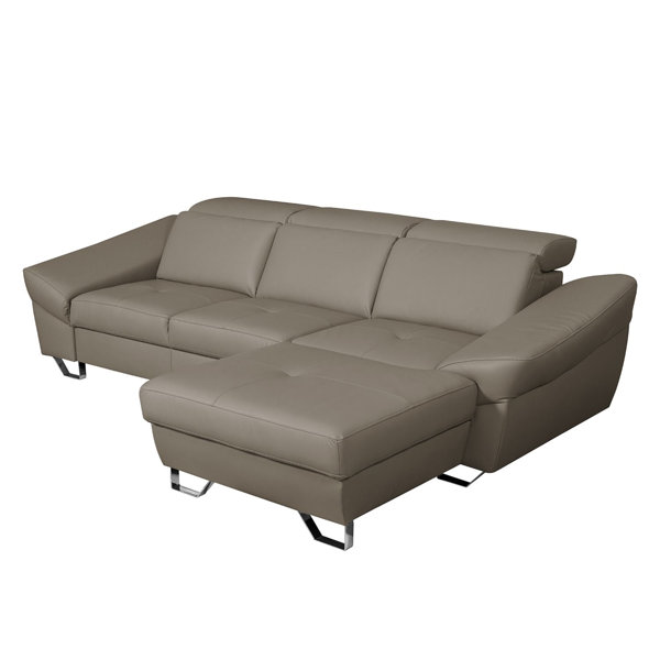 Ivy Bronx Monza Leather Corner Sofa with Sleeping Function and
